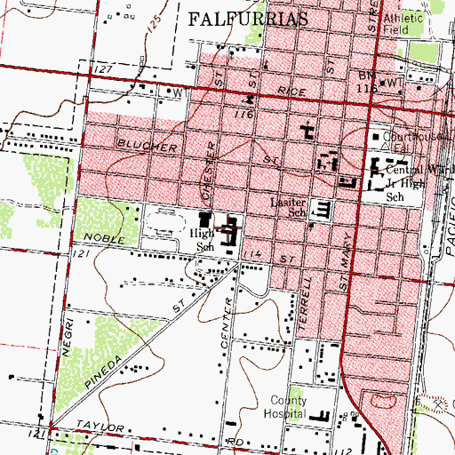 Topographic Map of Falfurrias Junior High School, TX