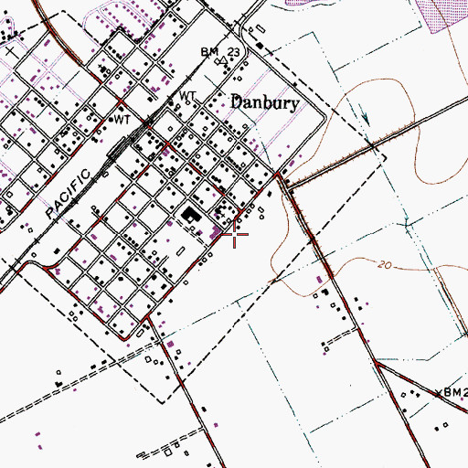 Topographic Map of Danbury Middle School, TX
