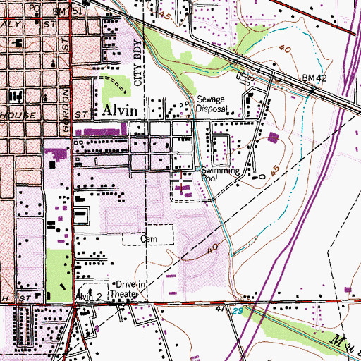 Topographic Map of Mark Twain Primary School, TX