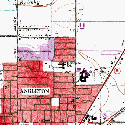 Topographic Map of Northside Elementary School, TX