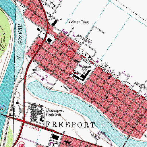 Topographic Map of R O'Hara Lanier Middle School, TX