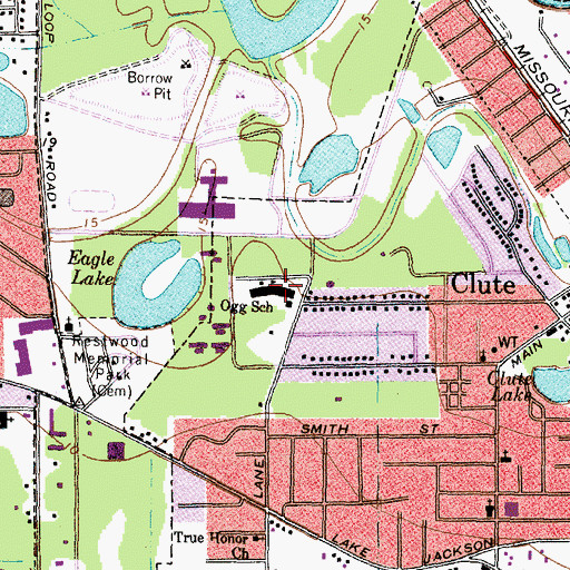 Topographic Map of T W Ogg Elementary School, TX