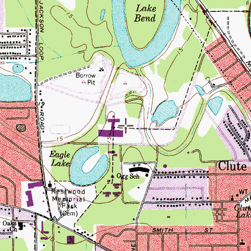 Topographic Map of Brazoswood High School, TX