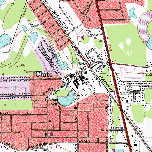 Topographic Map of Clute Intermediate School, TX