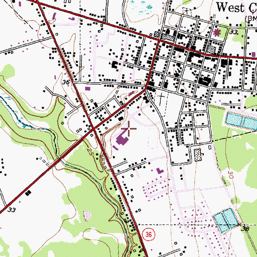 Topographic Map of Columbia High School, TX