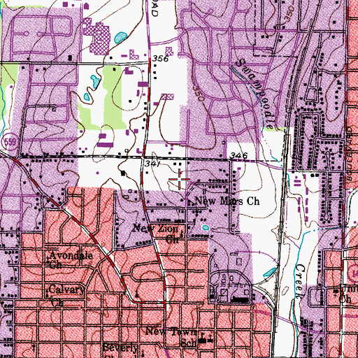 Topographic Map of Lincoln Street Alternative School, TX