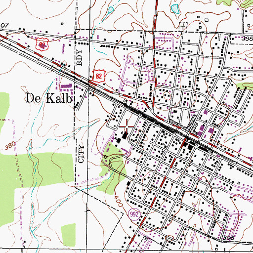 Topographic Map of Dekalb Middle School, TX