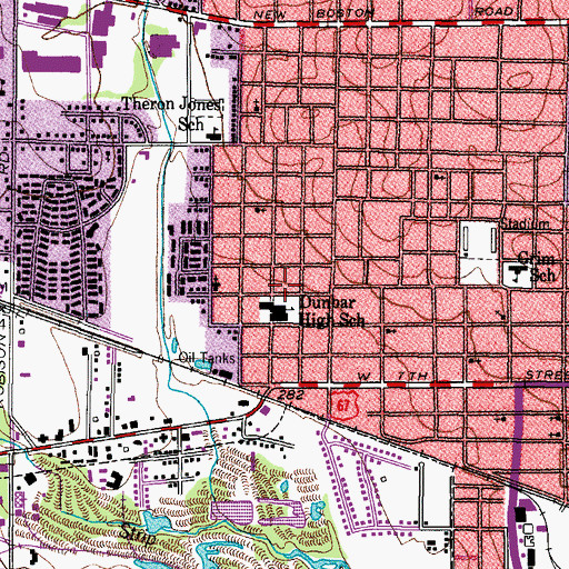 Topographic Map of Dunbar Elementary School, TX