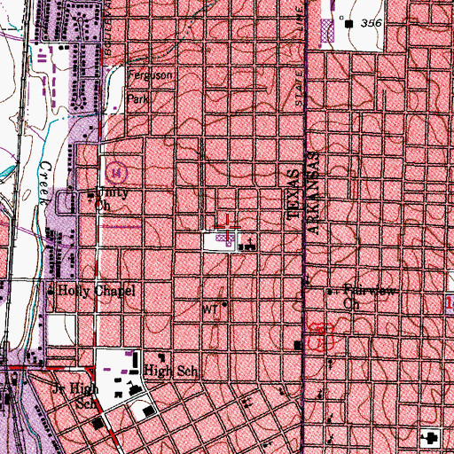 Topographic Map of Highland Park Elementary School, TX