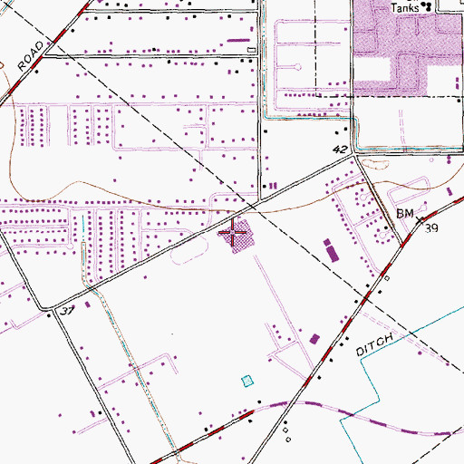 Topographic Map of Alvin Junior High School, TX