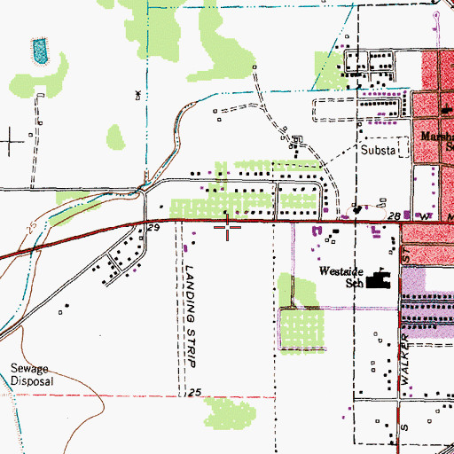 Topographic Map of Angleton Middle School, TX