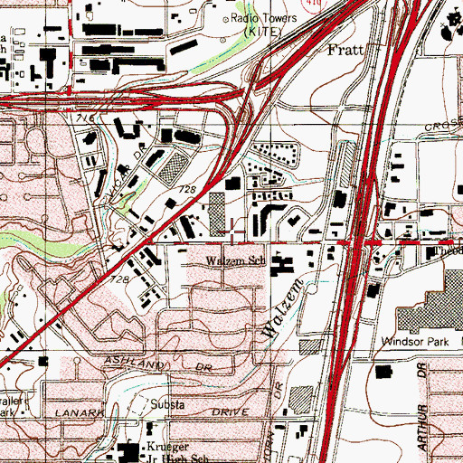 Topographic Map of Walzem Elementary School, TX