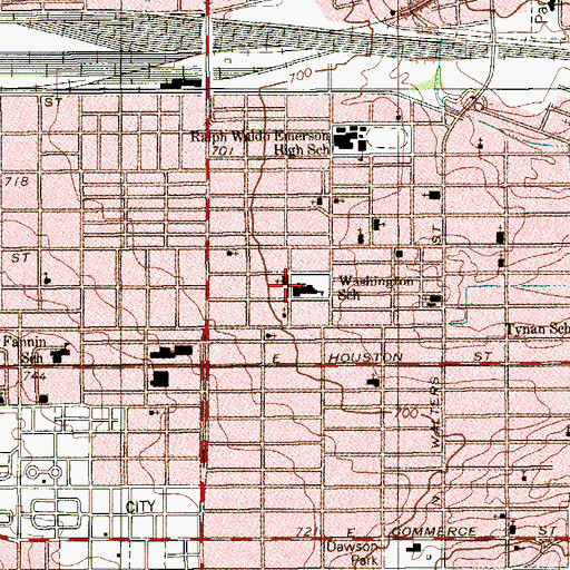 Topographic Map of Washington Elementary School, TX