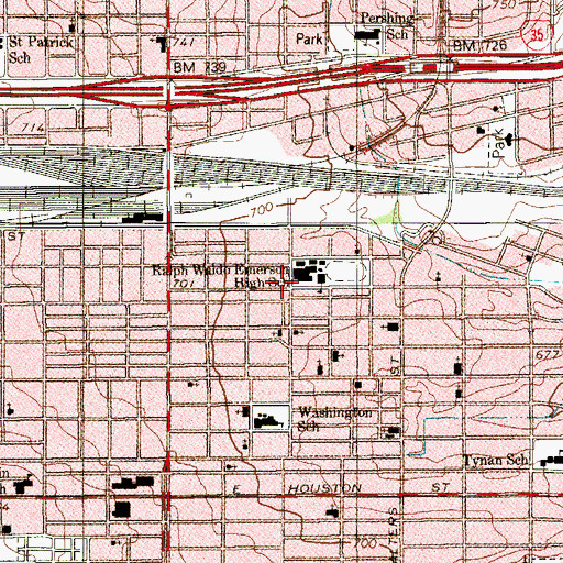 Topographic Map of Wheatley Middle School, TX