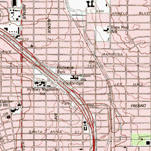 Topographic Map of Wilson Elementary School, TX