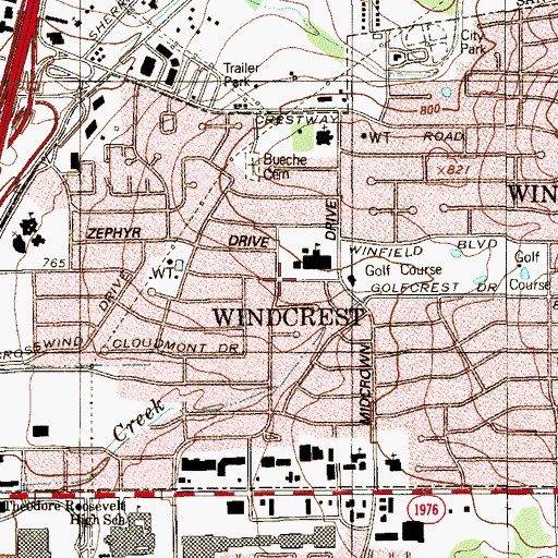 Topographic Map of Windcrest Elementary School, TX