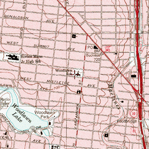 Topographic Map of Woodlawn Elementary School, TX