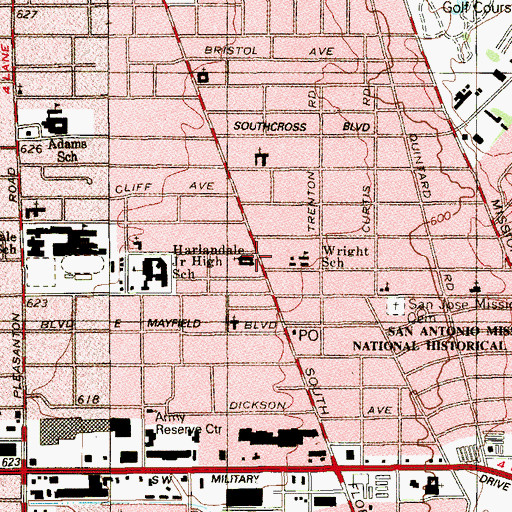 Topographic Map of Wright Elementary School, TX