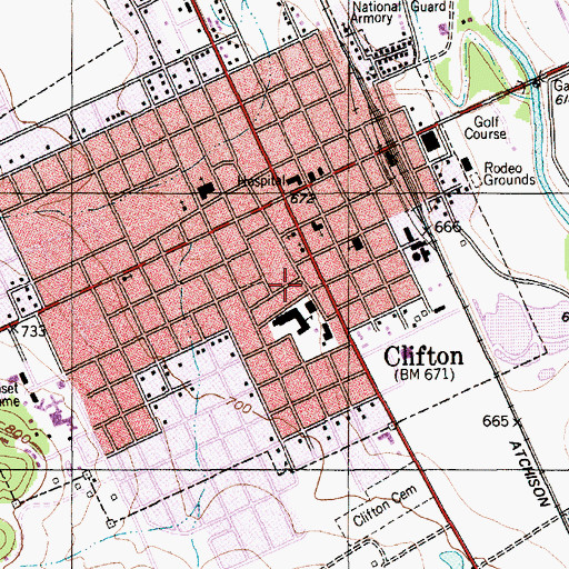 Topographic Map of Clifton Elementary School, TX
