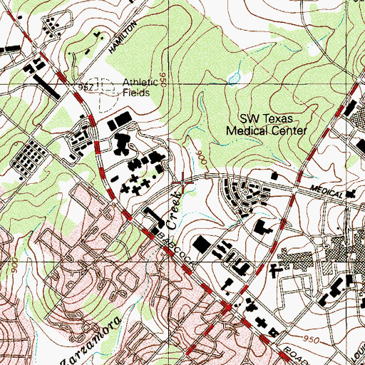 Topographic Map of Villa Rosa School, TX