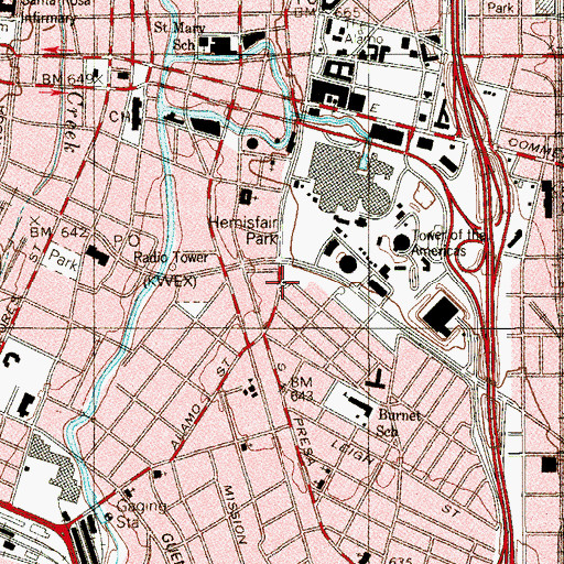 Topographic Map of Santa Rosa School, TX