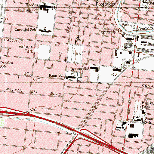 Topographic Map of Sarah King Elementary School, TX