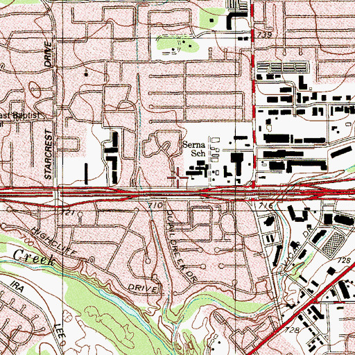 Topographic Map of Serna Elementary School, TX