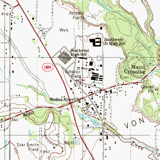 Topographic Map of Sharon Christa McAuliffe Middle School, TX