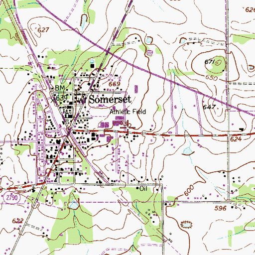 Topographic Map of Somerset Junior High School, TX