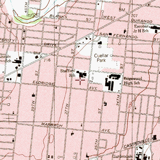 Topographic Map of Stafford Elementary School, TX