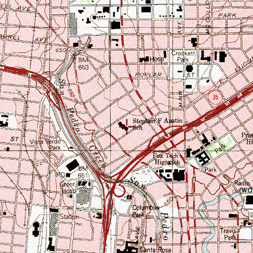 Topographic Map of Stephen F Austin Elementary School, TX