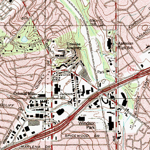 Topographic Map of Transitions School, TX