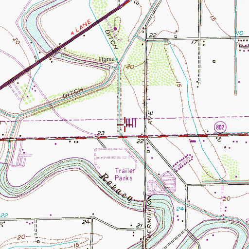 Topographic Map of Vermillion Road Elementary School, TX