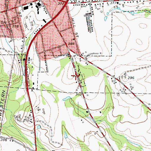 Topographic Map of Pittsburg Intermediate School, TX