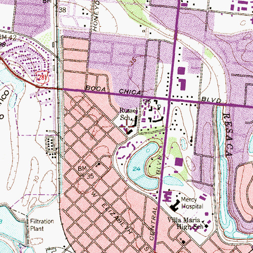 Topographic Map of Russell Elementary School, TX