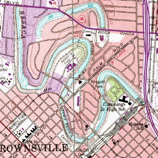 Topographic Map of Sharp Elementary School, TX