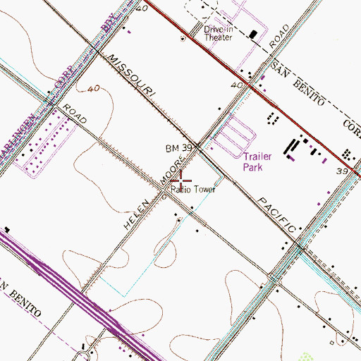 Topographic Map of South Texas High School - San Benito, TX