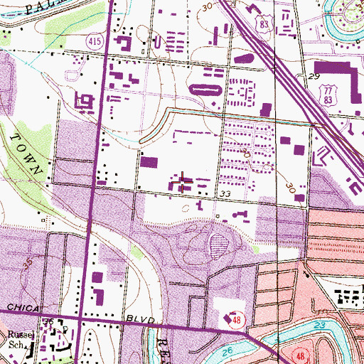 Topographic Map of Stell Middle School, TX