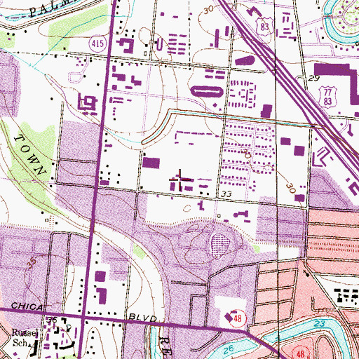 Topographic Map of Teen Learning Community School, TX