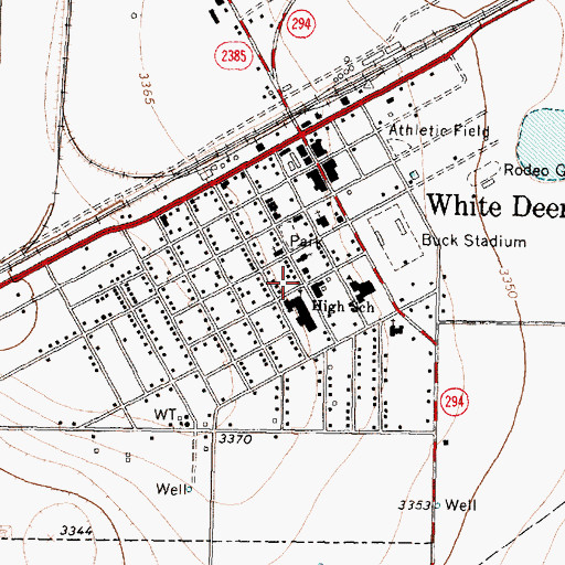 Topographic Map of White Deer High School, TX
