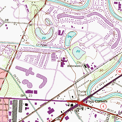 Topographic Map of Oliveira Middle School, TX