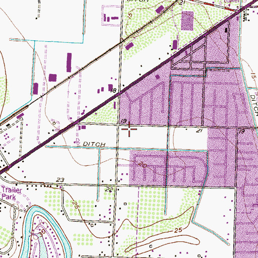 Topographic Map of Perkins Middle School, TX