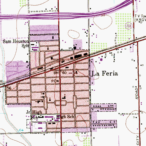 Topographic Map of La Feria Alternative School, TX