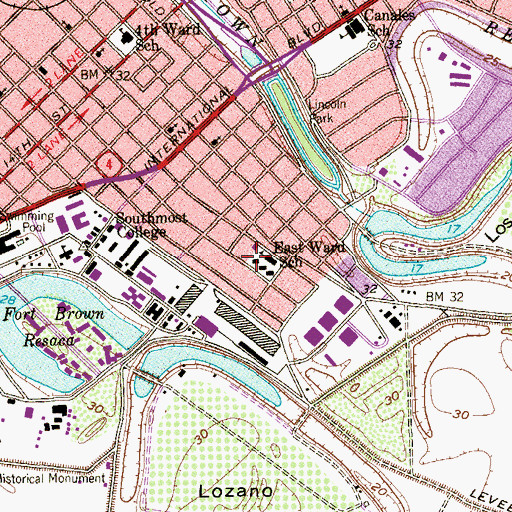 Topographic Map of Longoria Elementary School, TX