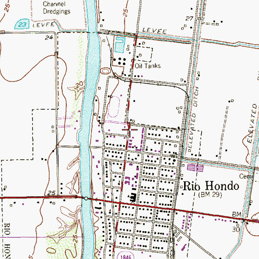Topographic Map of Rio Hondo Intermediate School, TX