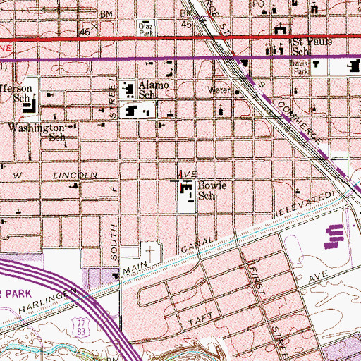 Topographic Map of Bowie Elementary School, TX