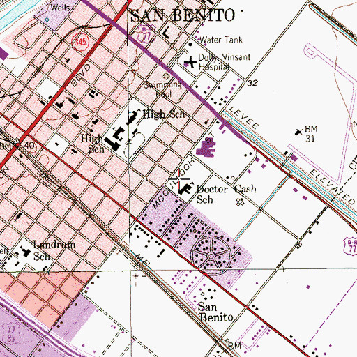 Topographic Map of Cash Elementary School, TX