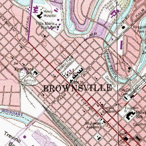 Topographic Map of Central Middle School, TX