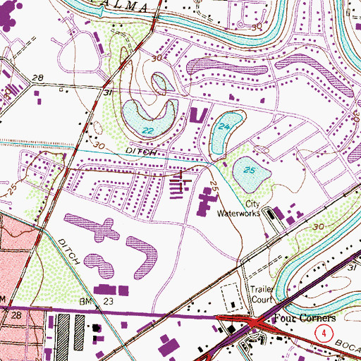 Topographic Map of Egly Elementary School, TX