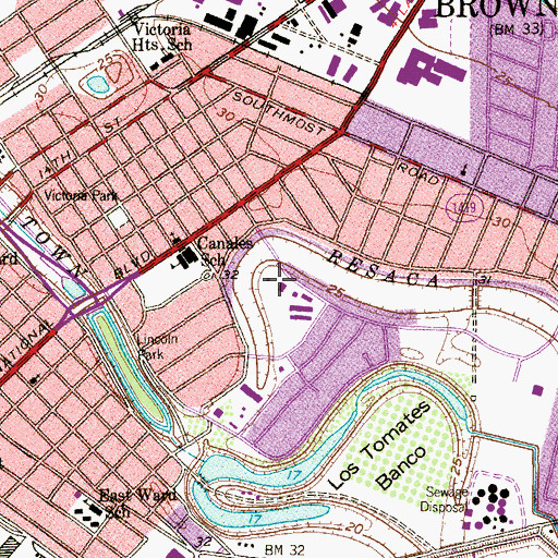 Topographic Map of Faulk Middle School, TX
